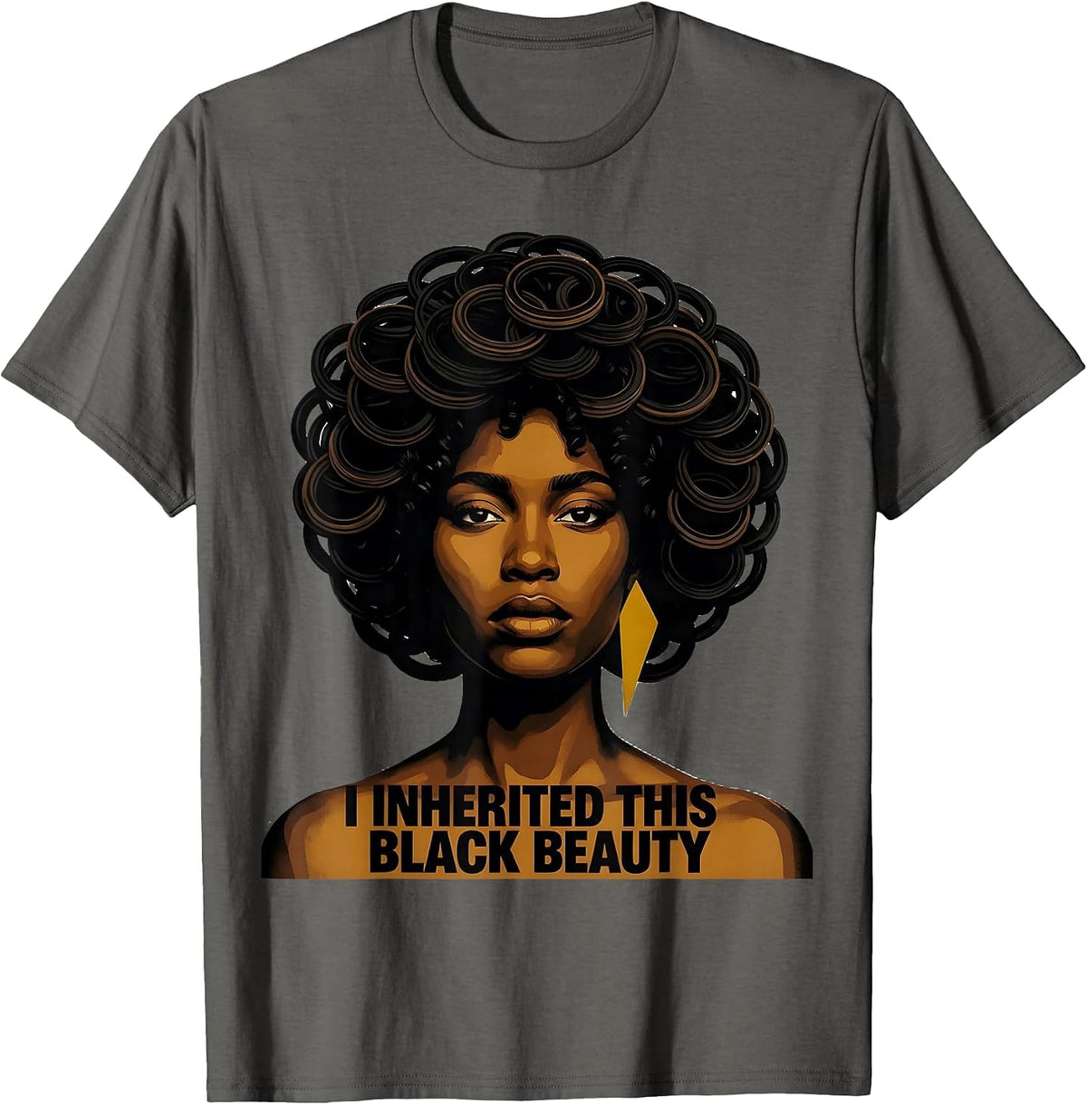 I Inherited This Black Beauty Afro Pride Black History Month T-Shirt - Asphalt Grey