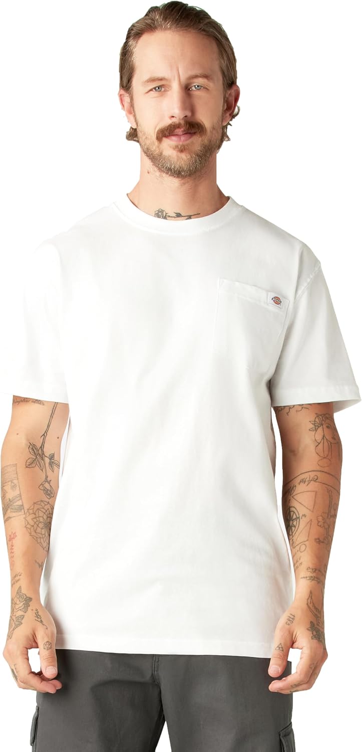Dickies Men's Heavyweight Heathered Short Sleeve Pocket T-Shirt - White