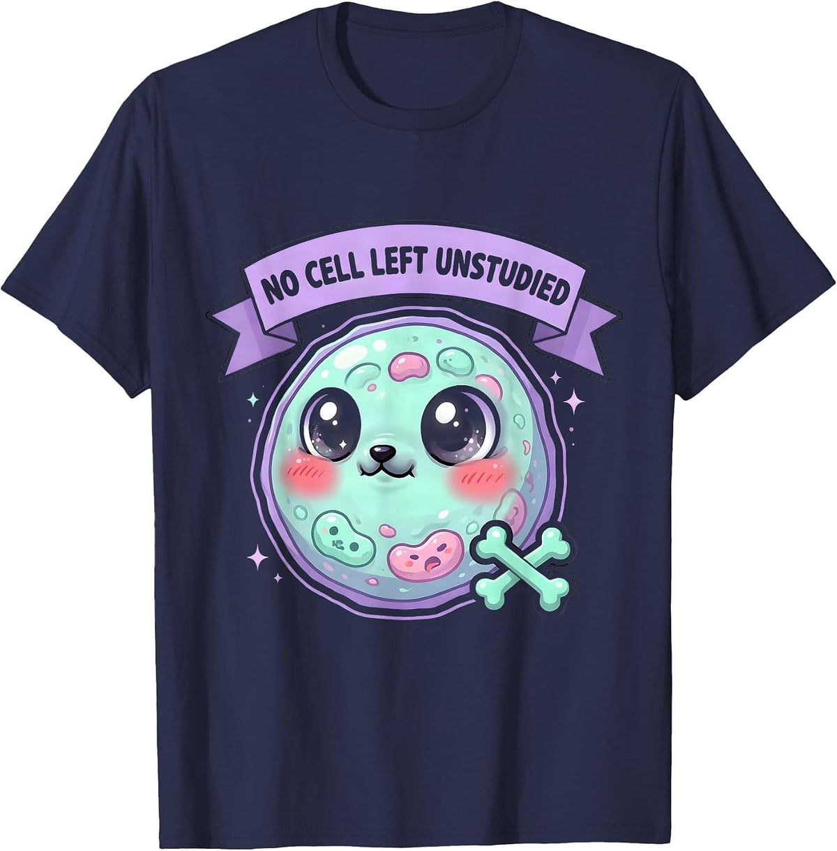 Men's No Cell Left Unstudied Science Teacher Design T-Shirt - Navy Blue