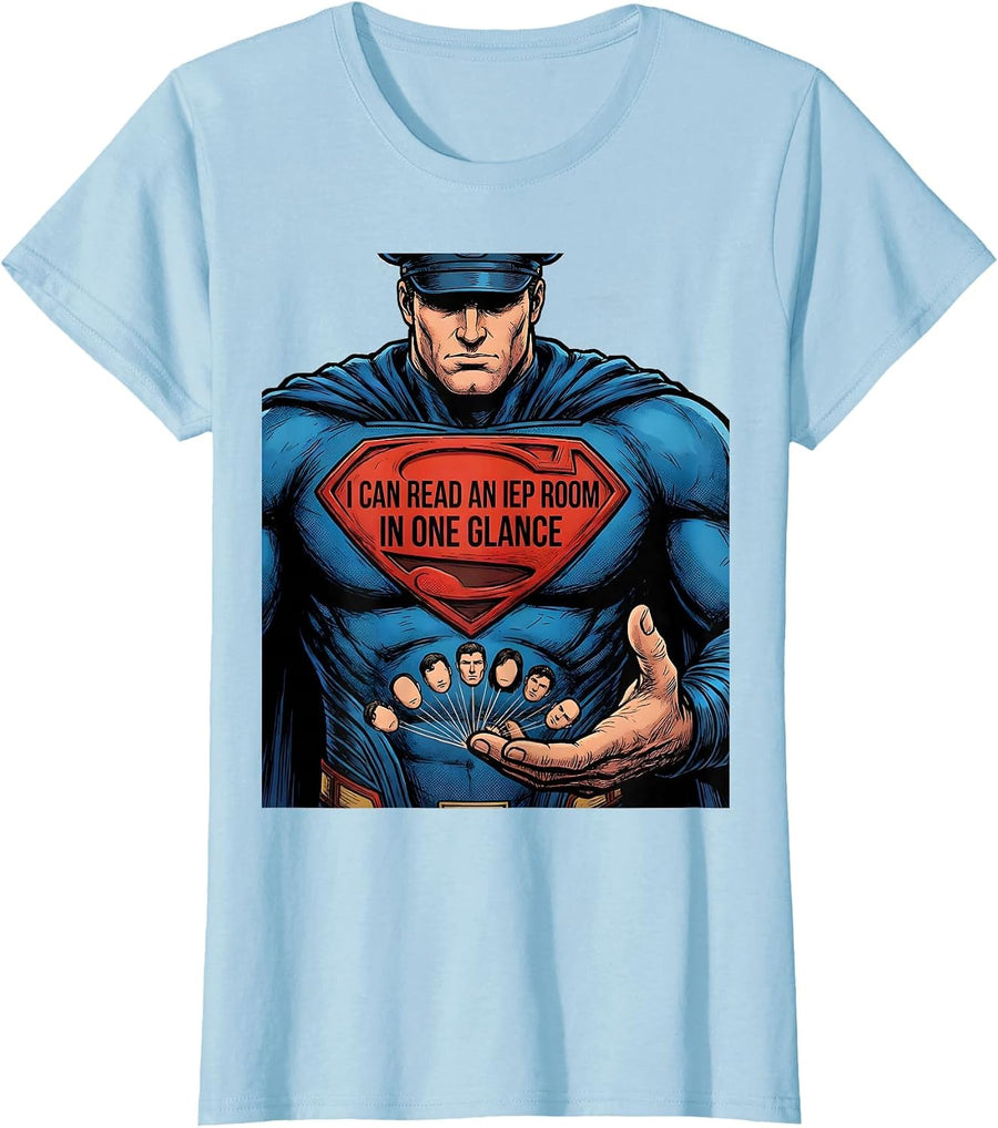 Women's I Can Read An IEP Room In One Glance Comic Book Teacher T-Shirt - Baby Blue