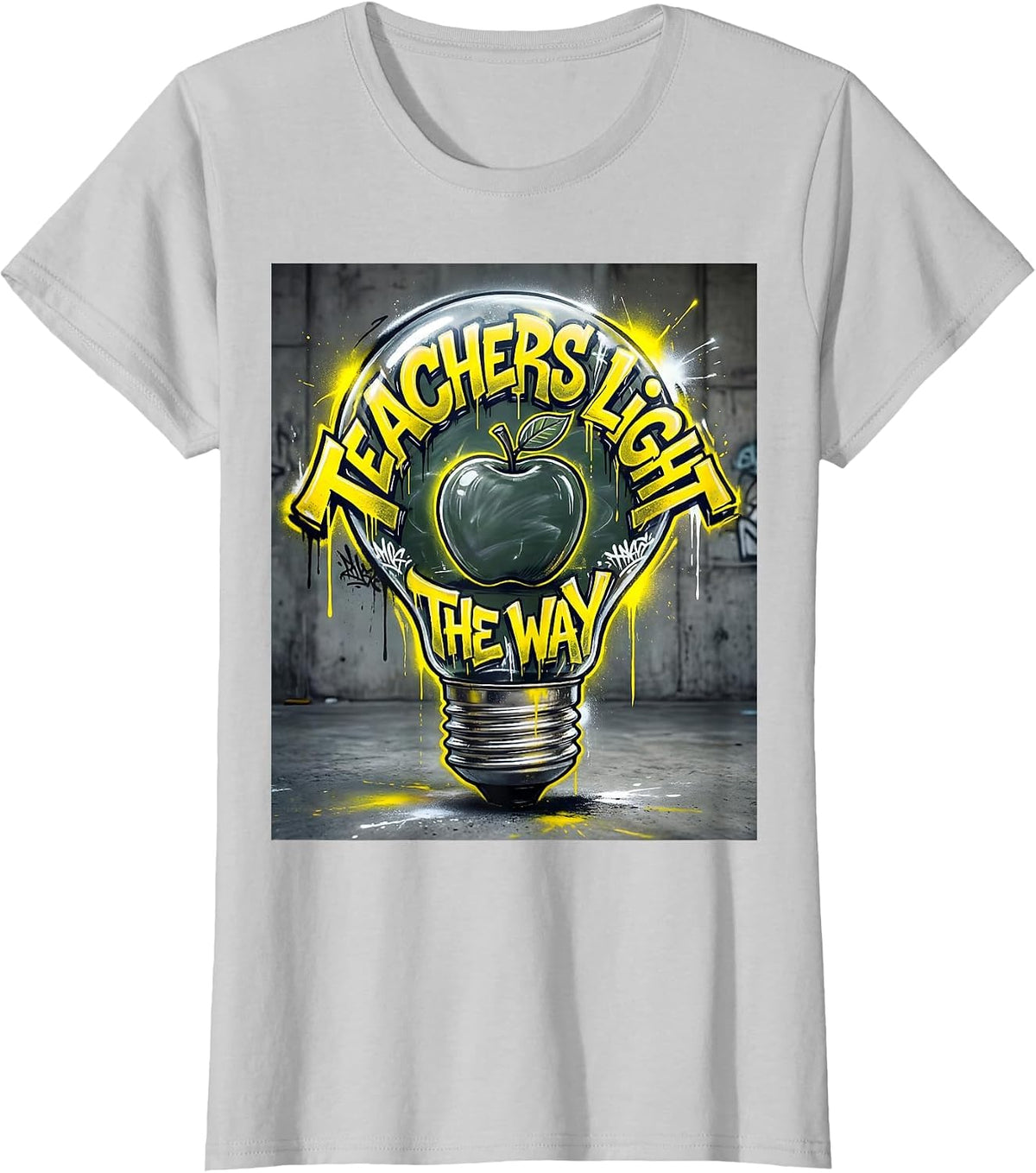 Teachers Light the Way Back to School Design T-Shirt - Silver Grey