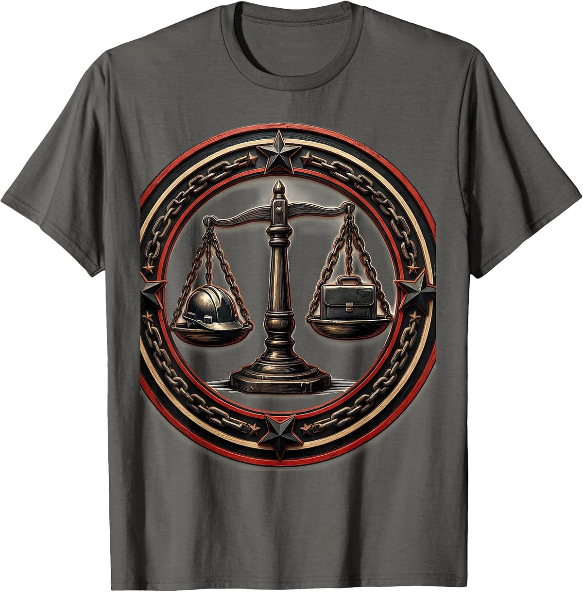 Equal Rights Labor Day Balance Scale Graphic T-Shirt - Asphalt Grey