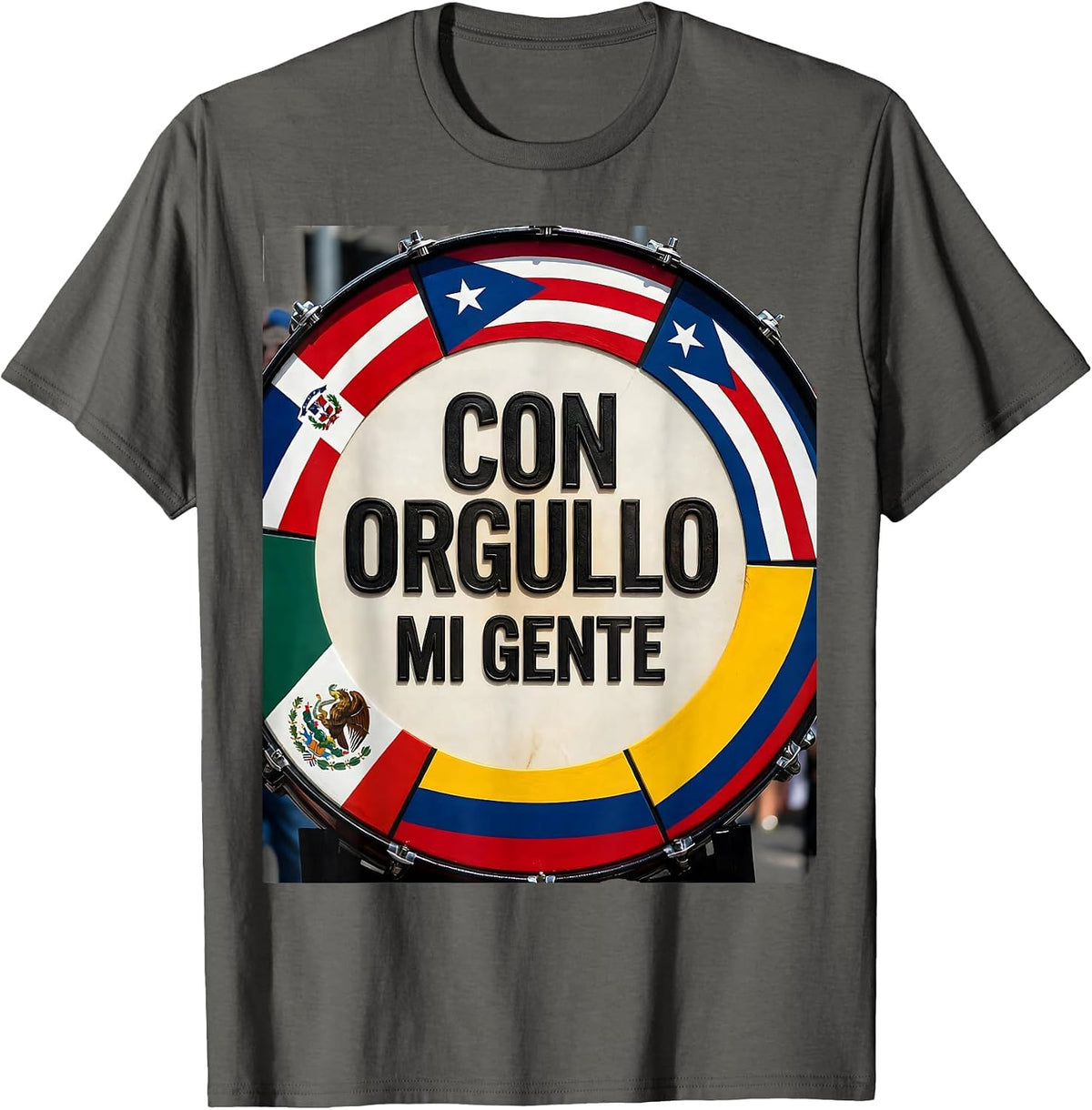 Con Orgullo, Mi Gente Hispanic Heritage Month Latino Pride T-Shirt - Asphalt Grey