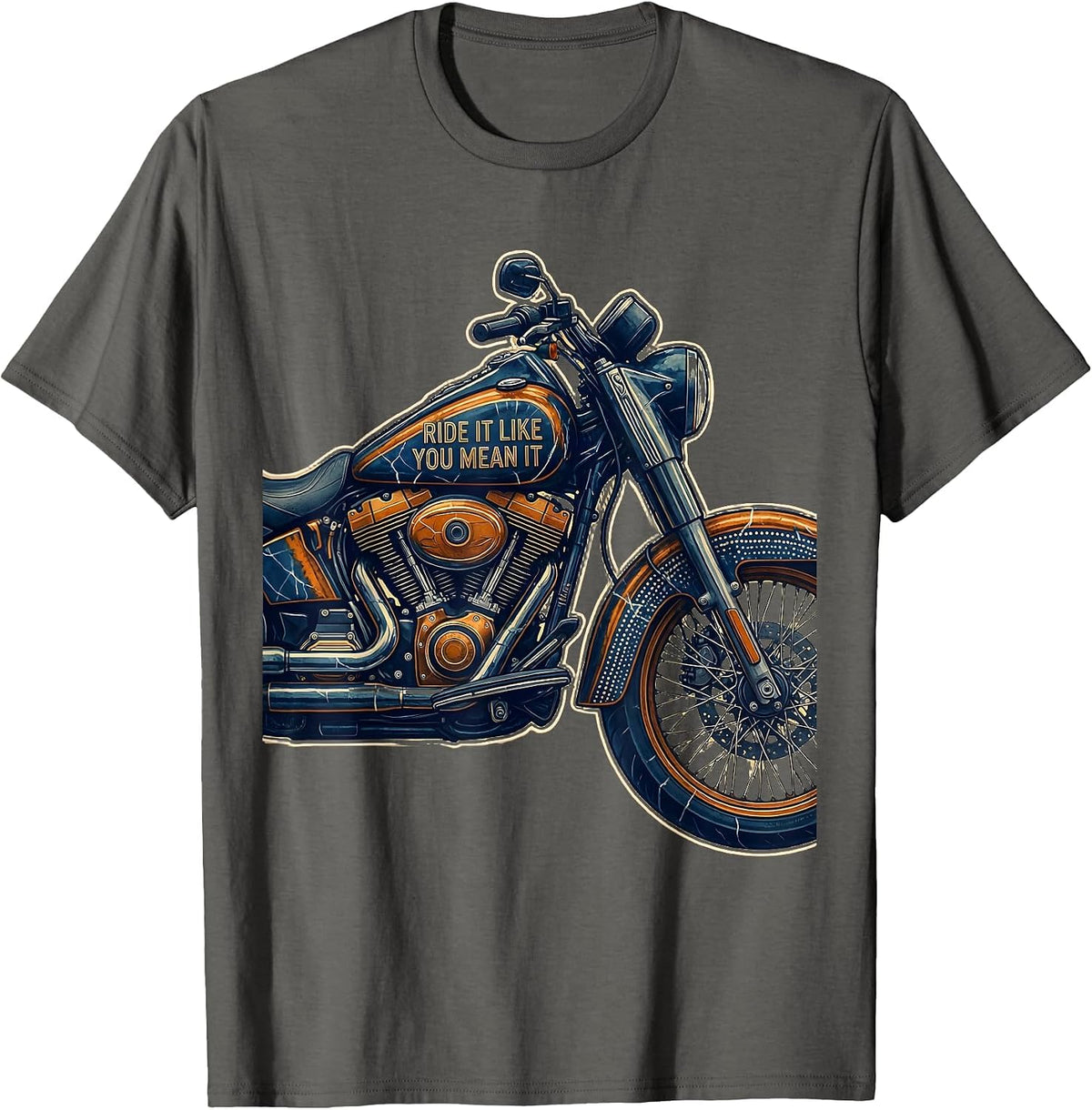 Men's Ride It Like You Mean It Motorcycle Design T-Shirt - Asphalt Grey