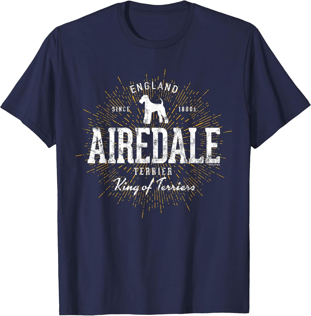 Vintage Airedale Terrier for Dog Lovers Airedale Terrier T-Shirt - Navy Blue