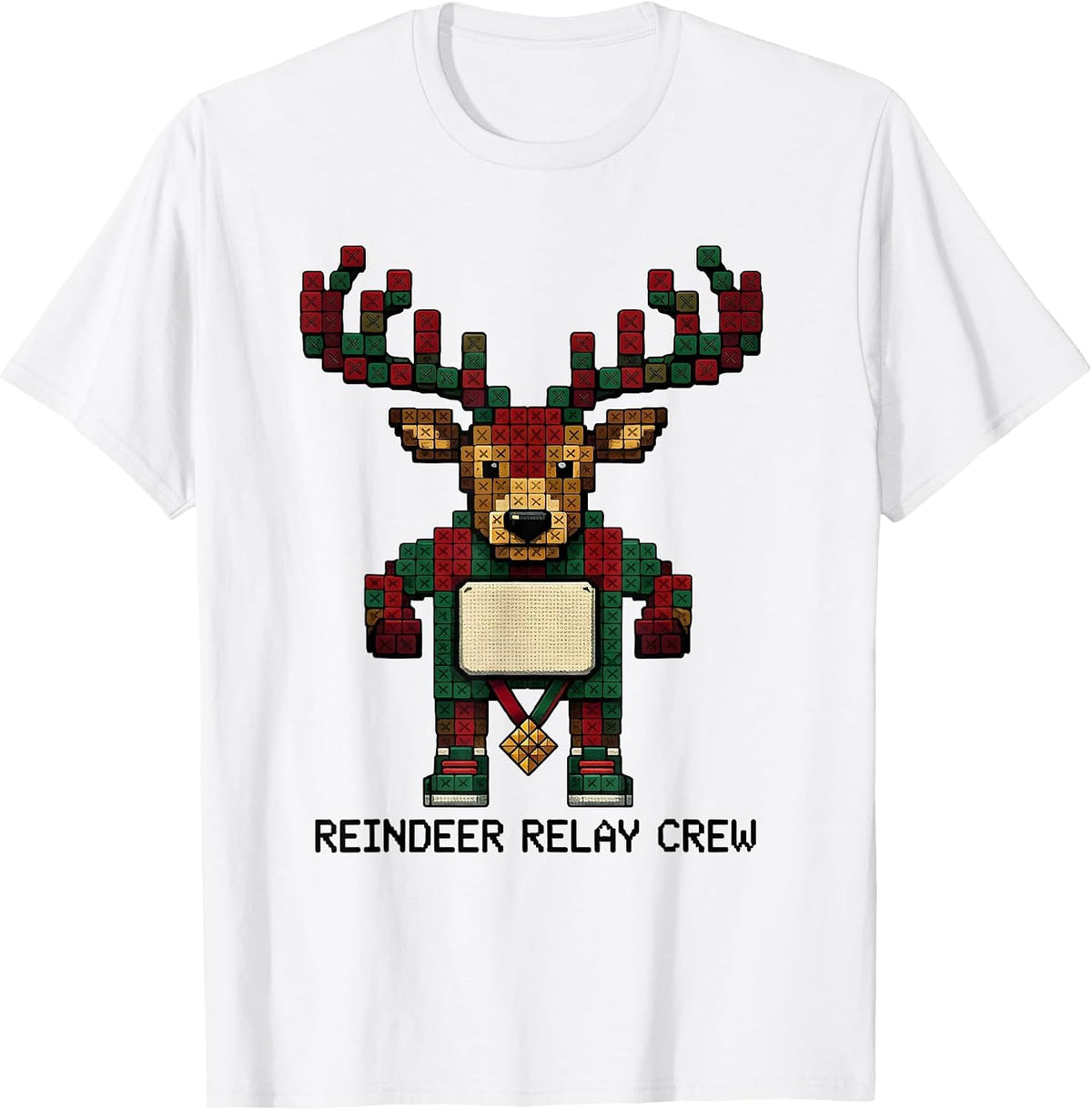 Men's Reindeer Relay Crew Funny Christmas Running 5k Squad Gift T-Shirt - White