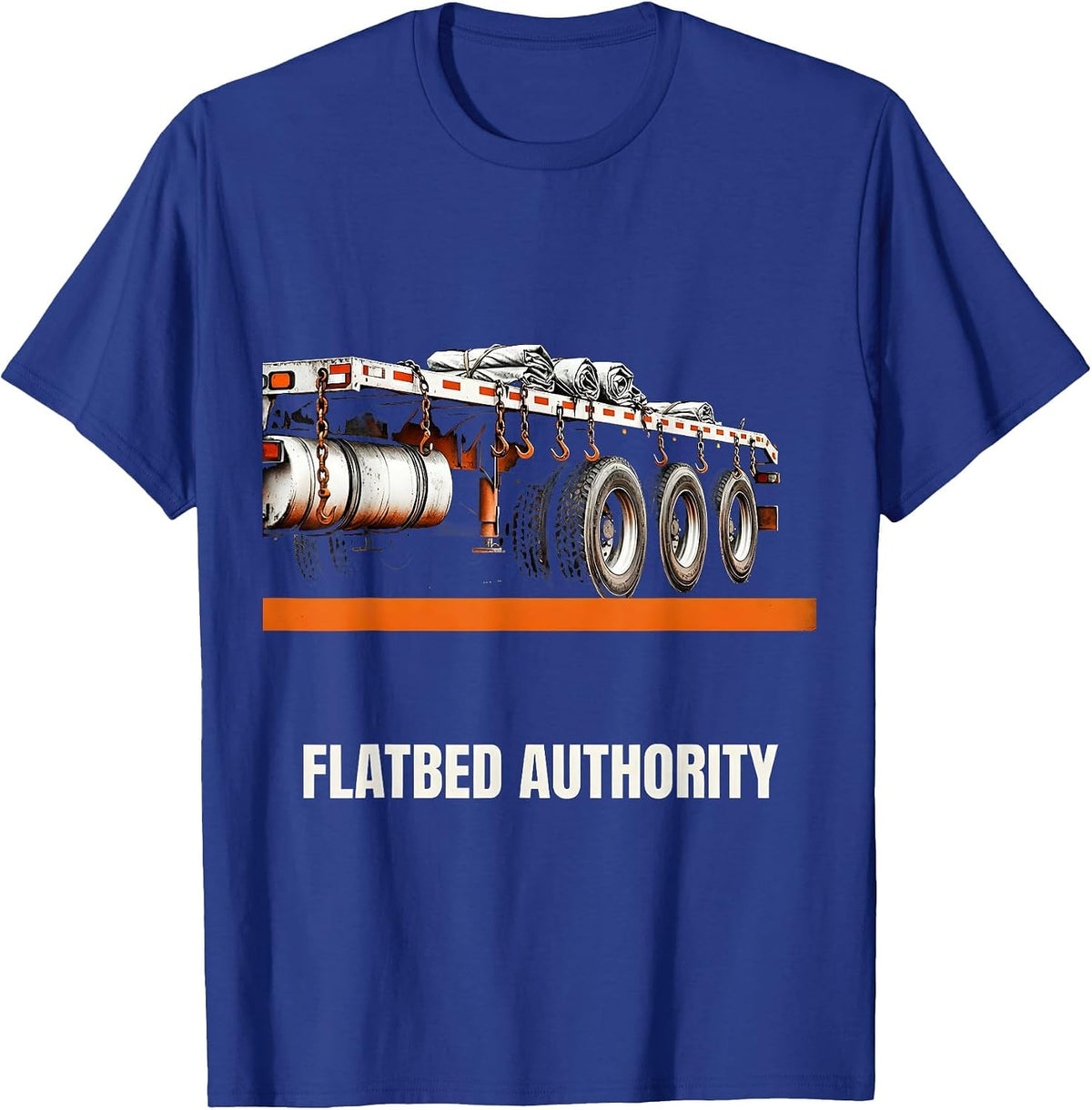 Men's Flatbed Authority Brutalist Graphic Truck Driver Humor T-Shirt - Royal Blue