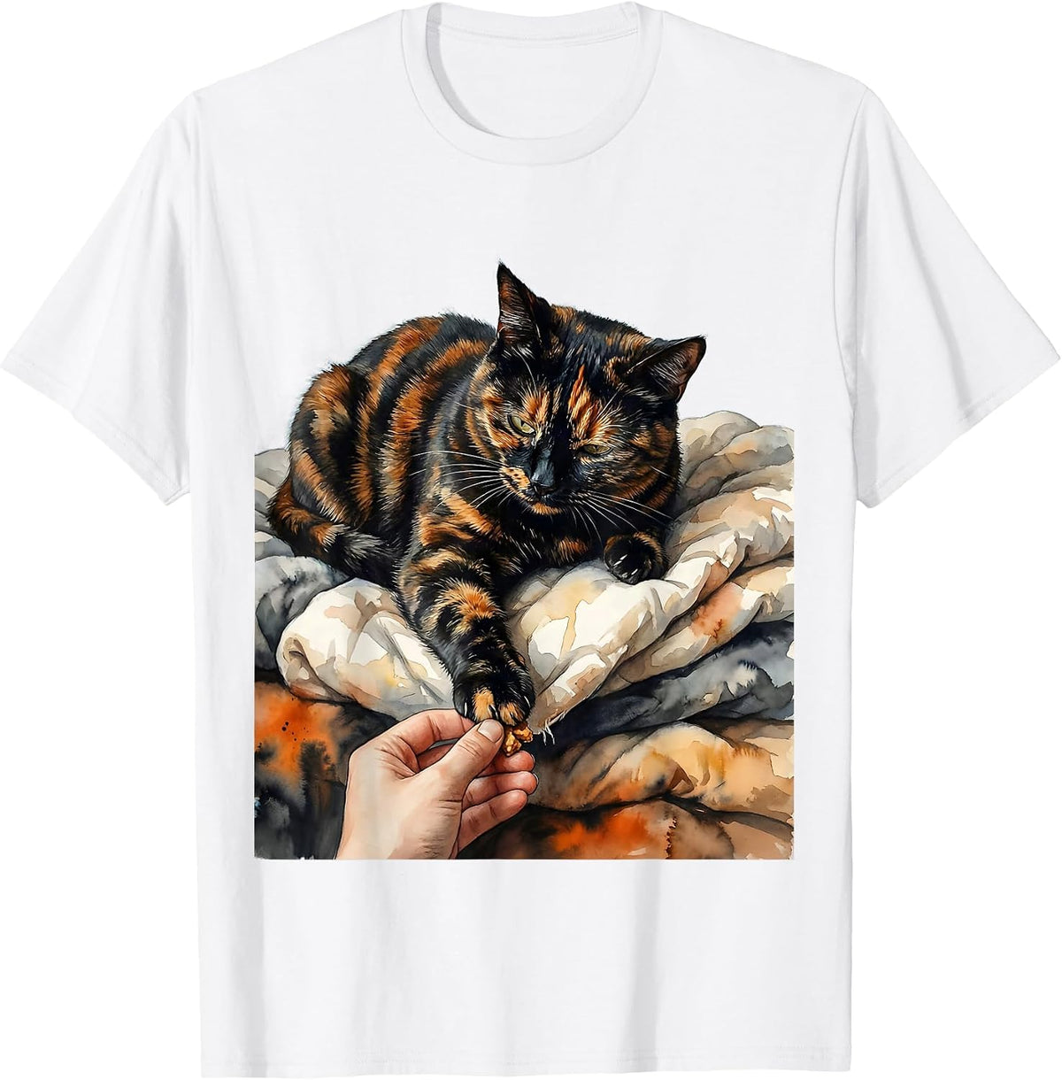 Men's Imperious Tortie Cat Watercolor Cat Owner Humor T-Shirt - White