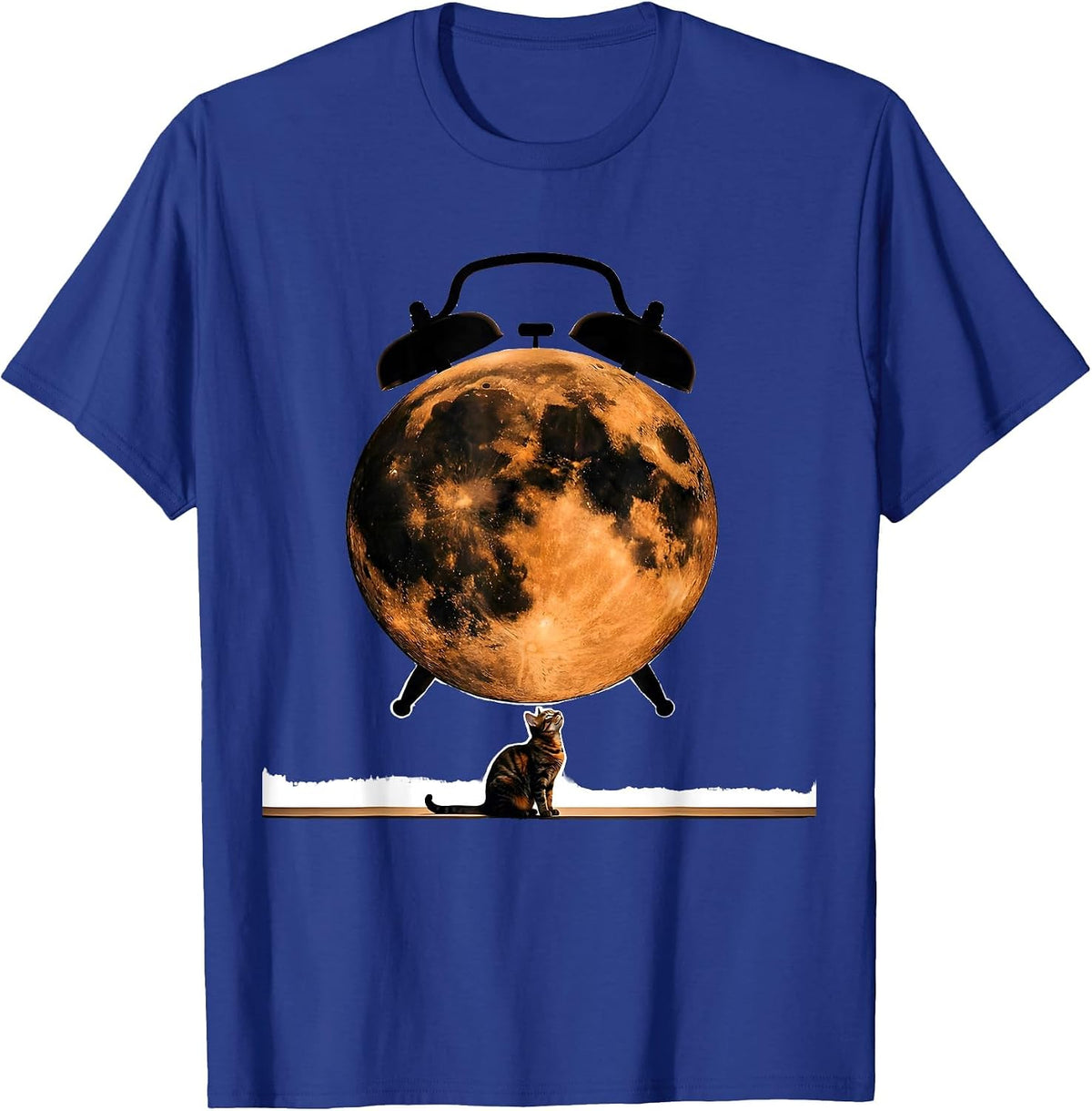 Men's Moon Howling Tortoiseshell Cat 90s Retro Parody T-Shirt - Royal Blue