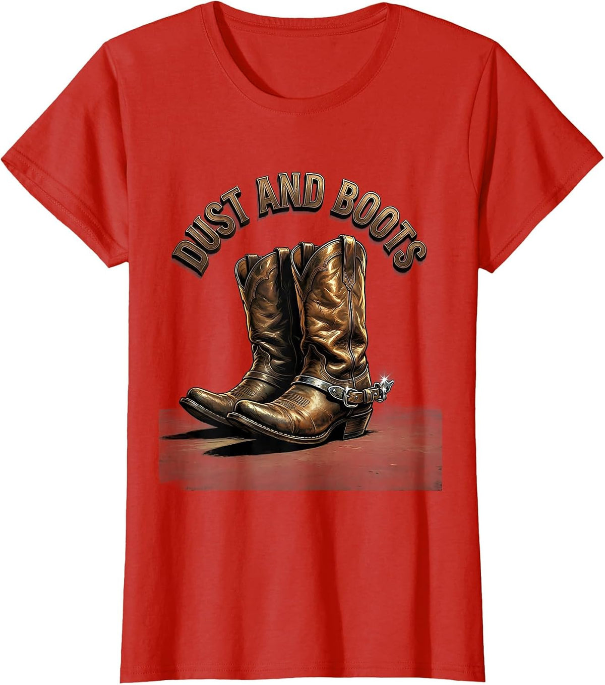 Dust and Boots Western Cowboy Design T-Shirt - Red