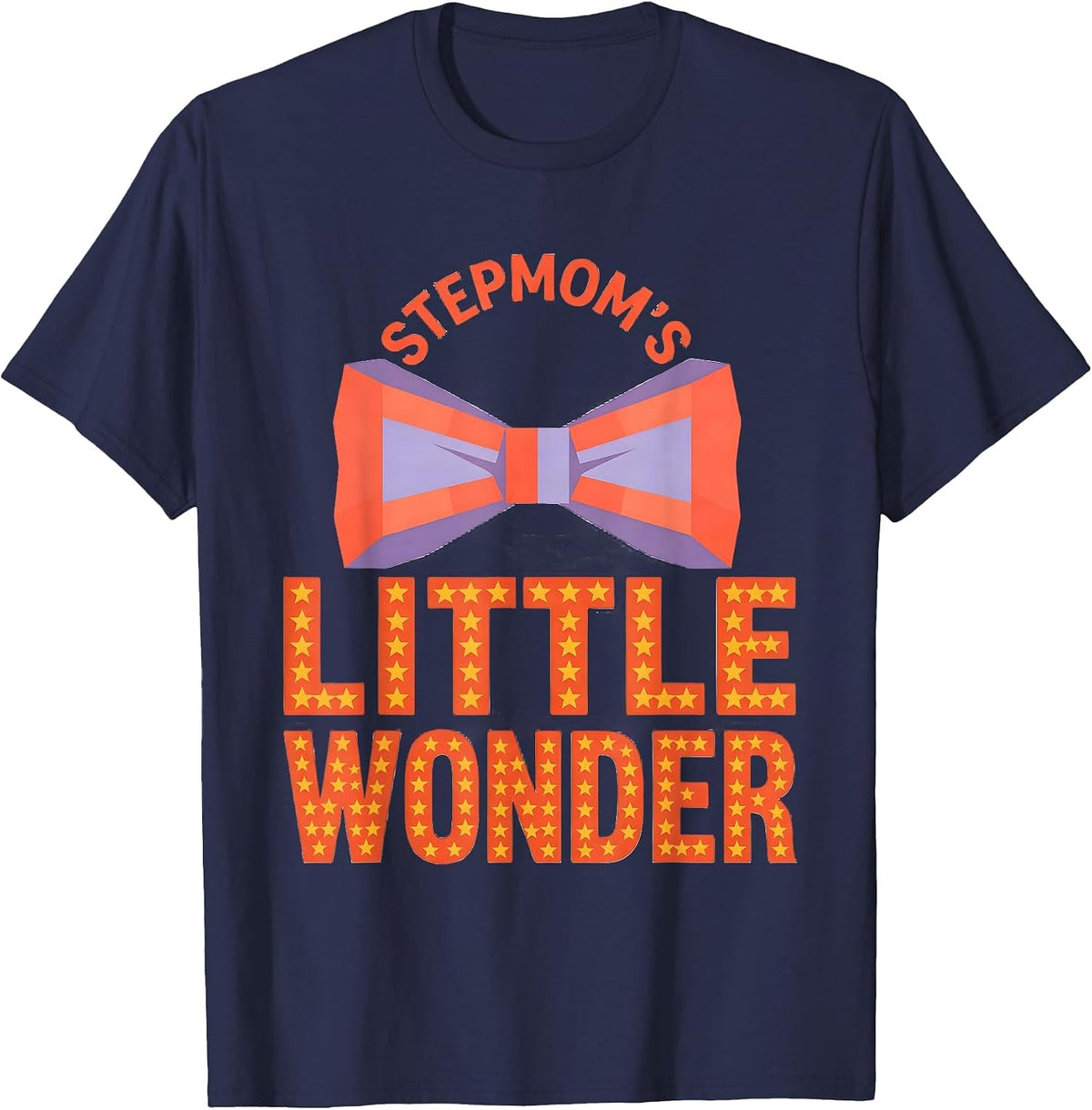Stepmom's Little Wonder Flat Vector Coquette Bow Family T-Shirt - Navy Blue