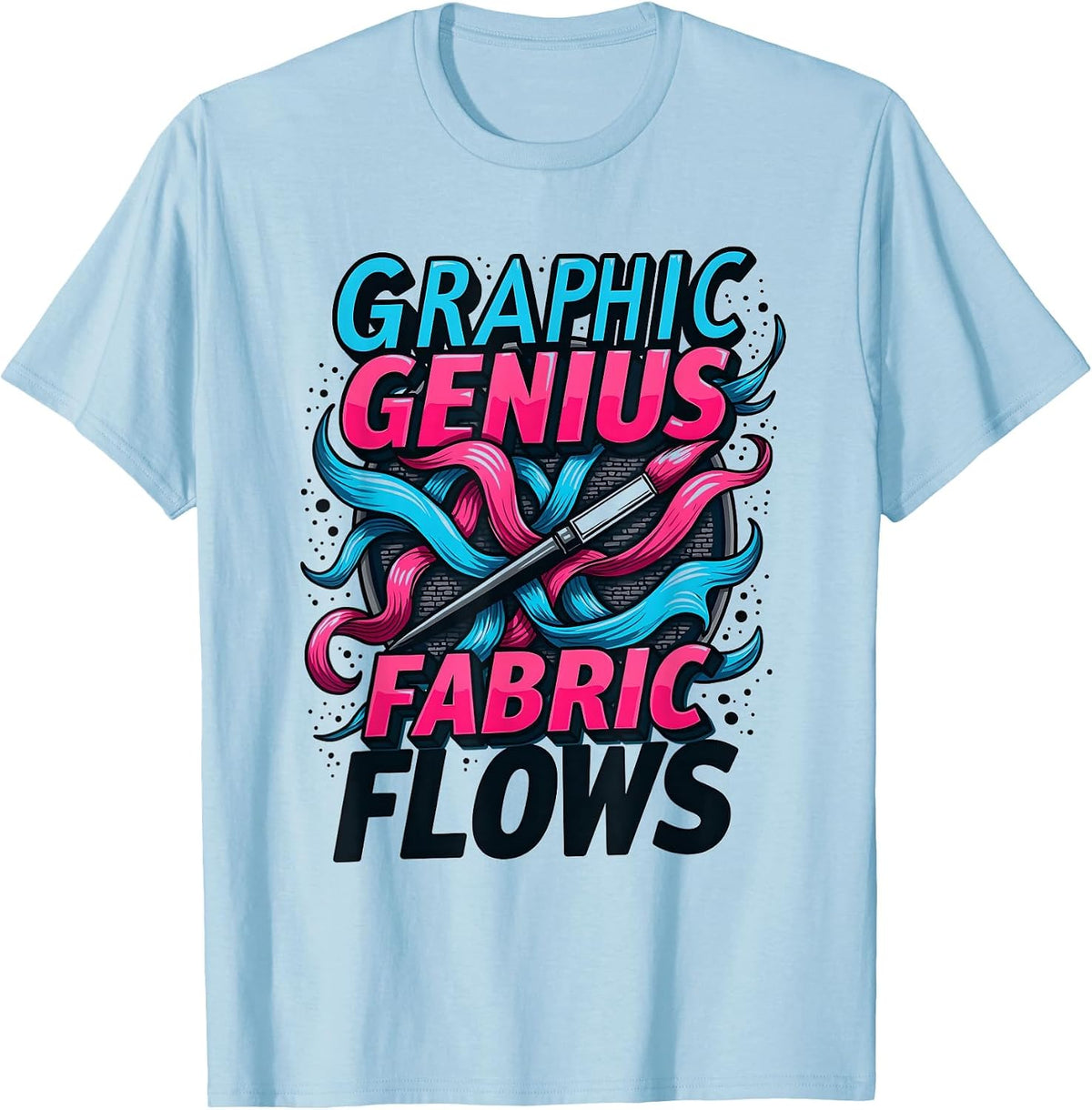 Graphic Genius Fabric Flows Creative Design T-Shirt - Baby Blue
