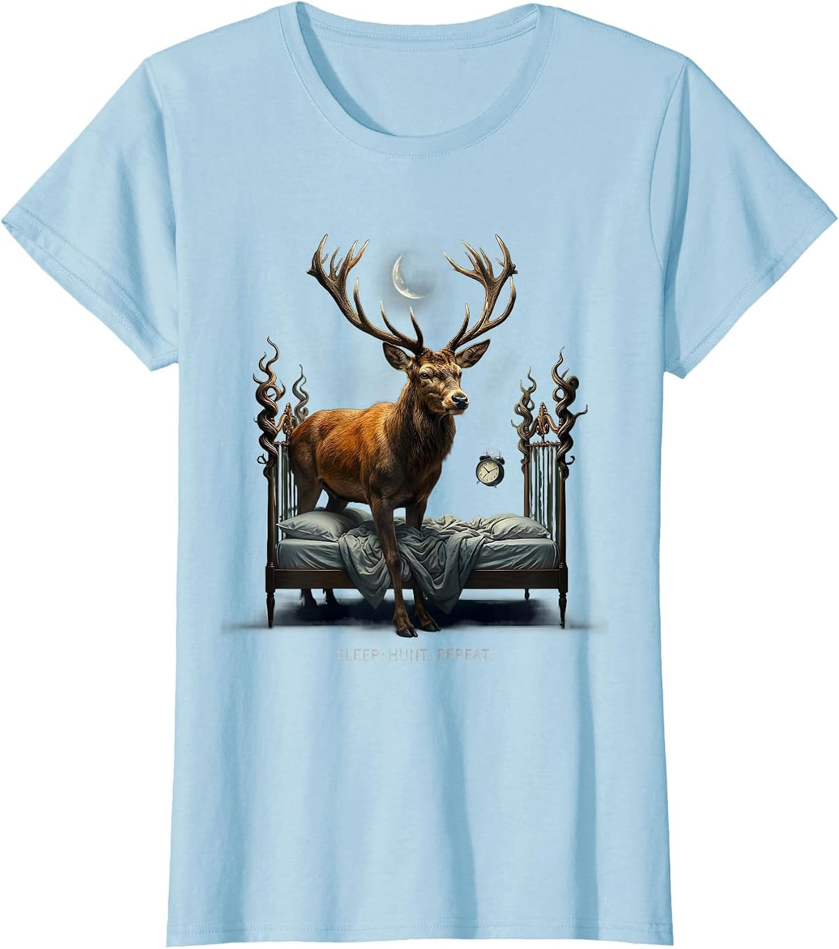 Sleep Hunt Repeat Hunting Lifestyle Design T-Shirt - Baby Blue