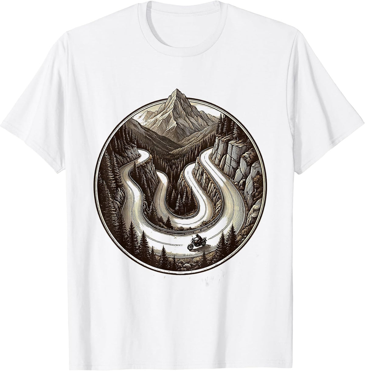 Men's Eagle Eye Mountain Road Motorcycle Graphic T-Shirt - White