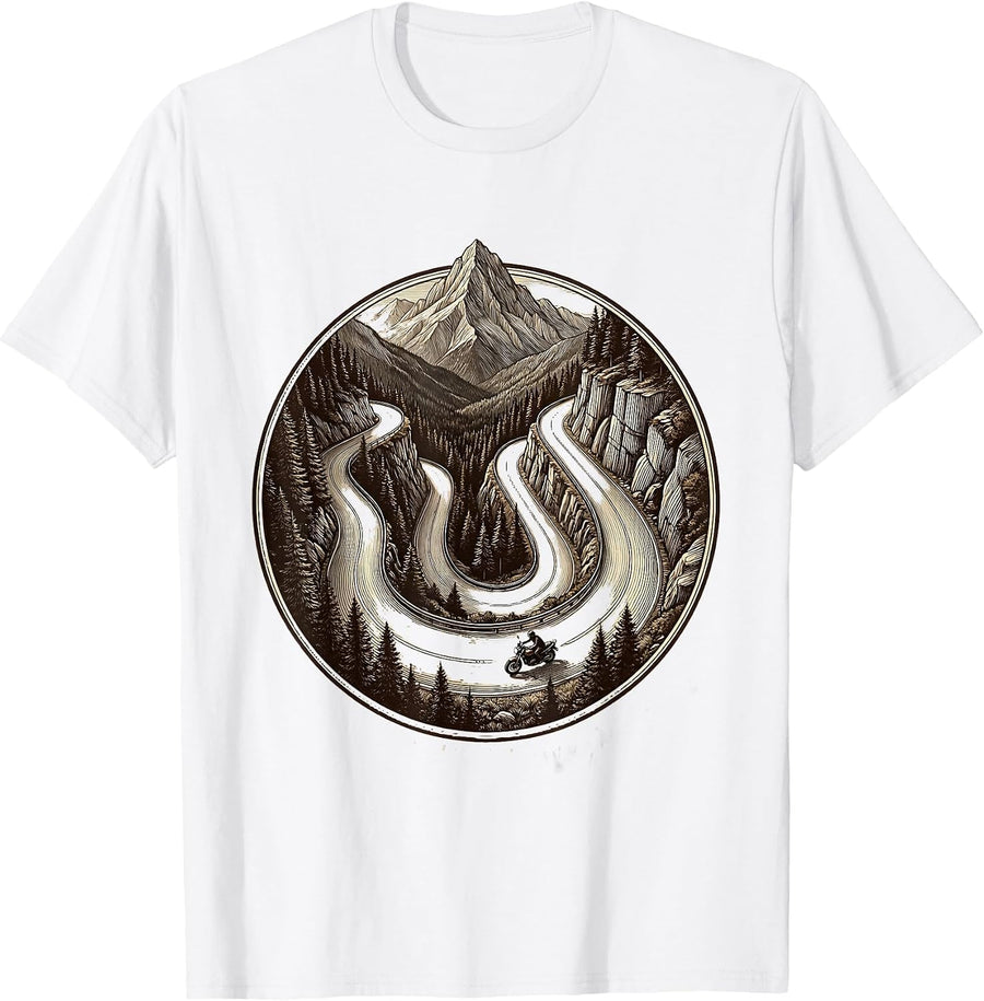 Men's Eagle Eye Mountain Road Motorcycle Graphic T-Shirt - White