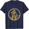 Sassy Cowgirl Leaning on Fence Post Graphic T-Shirt - Navy Blue