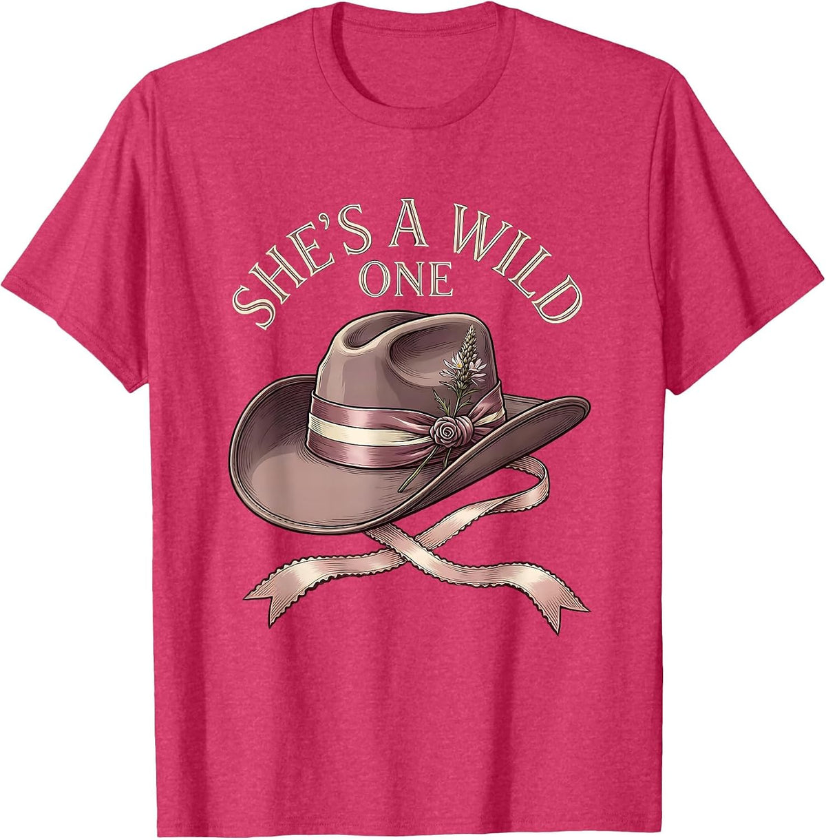 Men's She's a Wild One Cowboy Western Design T-Shirt - Red Heather