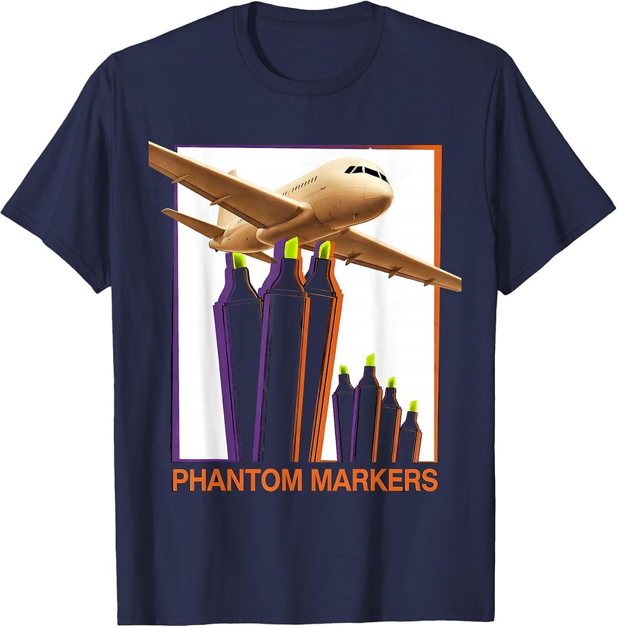 Phantom Markers Spooky Teacher Halloween School Supplies T-Shirt - Navy Blue