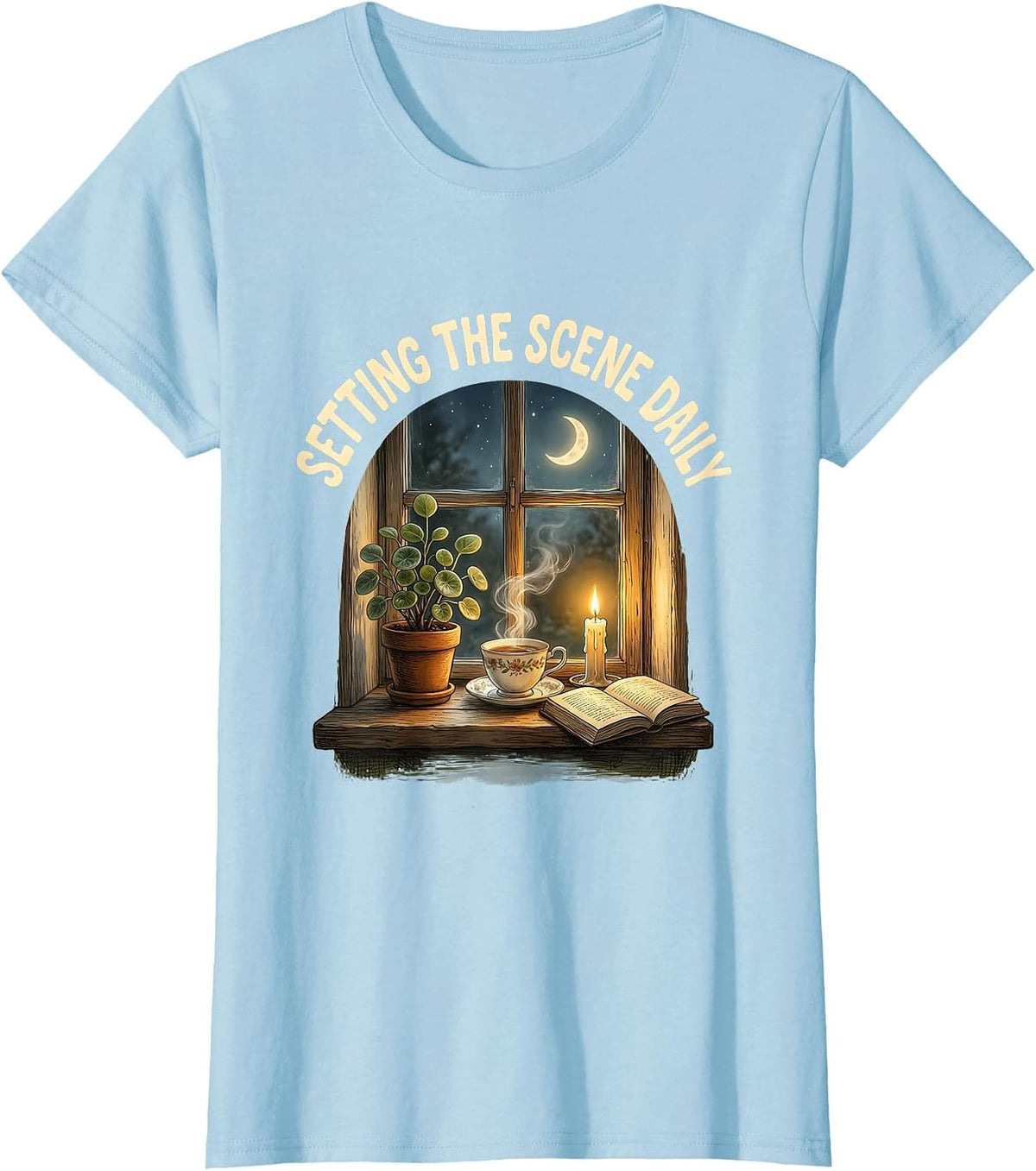 Setting the Scene Daily Graphic Design T-Shirt - Baby Blue