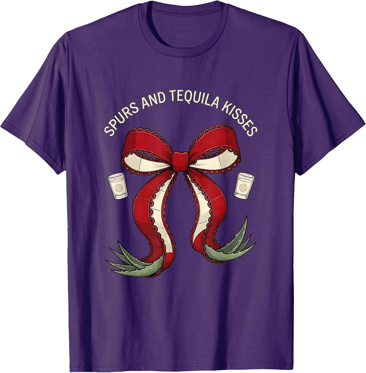 Men's Spurs and Tequila Kisses Cowgirl Design T-Shirt - Purple
