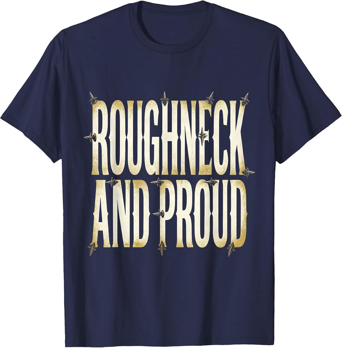 Roughneck and Proud Cowboy Graphic Design T-Shirt - Navy Blue