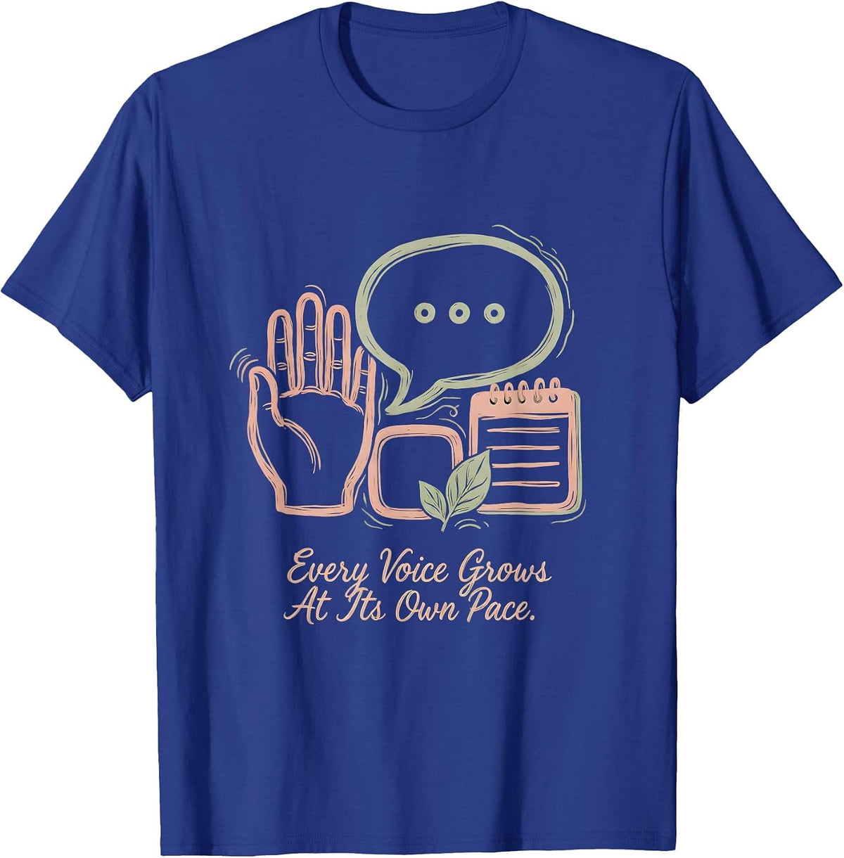 Every Voice Grows At Its Own Pace Boho Special Education T-Shirt - Royal Blue