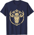 90s Country Cowboy Hat Tip Denim Jacket Graphic T-Shirt - Navy Blue