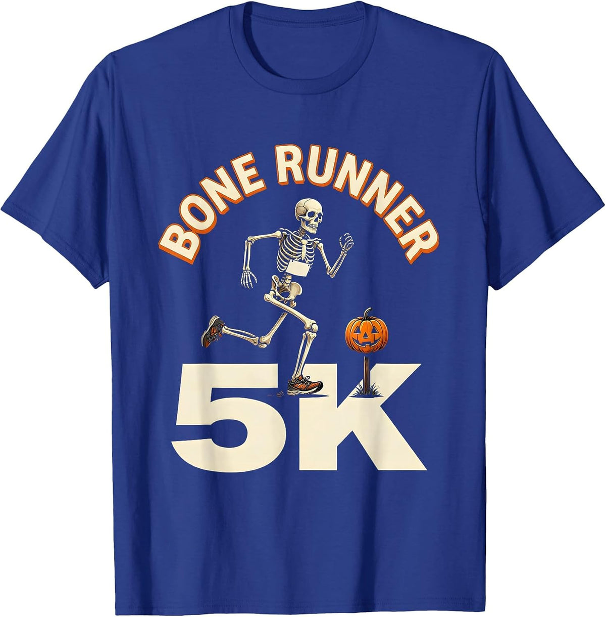 Men's Bone Runner 5K Funny Running Skeleton Halloween Fun Run T-Shirt - Royal Blue