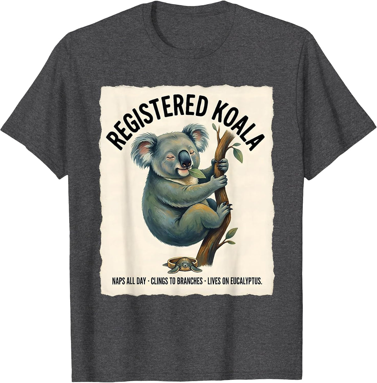 Men's Registered Koala Naps All Day Koala Lover Humor T-Shirt - Dark Heather Grey