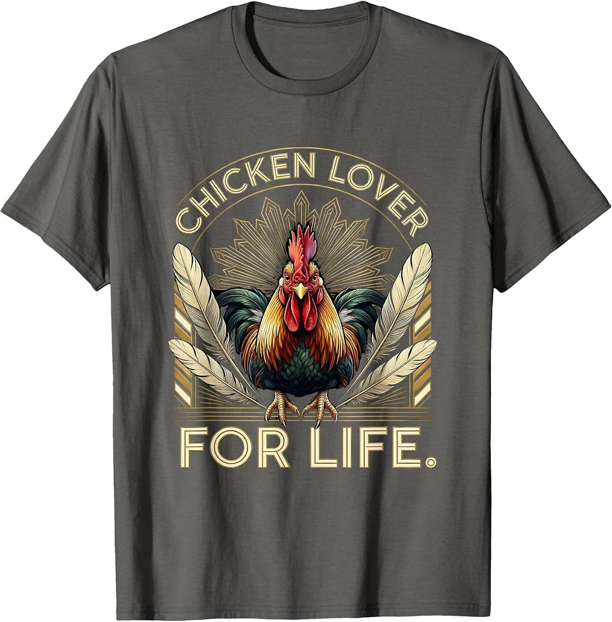 Chicken Lover For Life Funny Poultry Design T-Shirt - Asphalt Grey