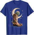 Cowboy Boot Cactus Moon Country Music Graphic T-Shirt - Royal Blue