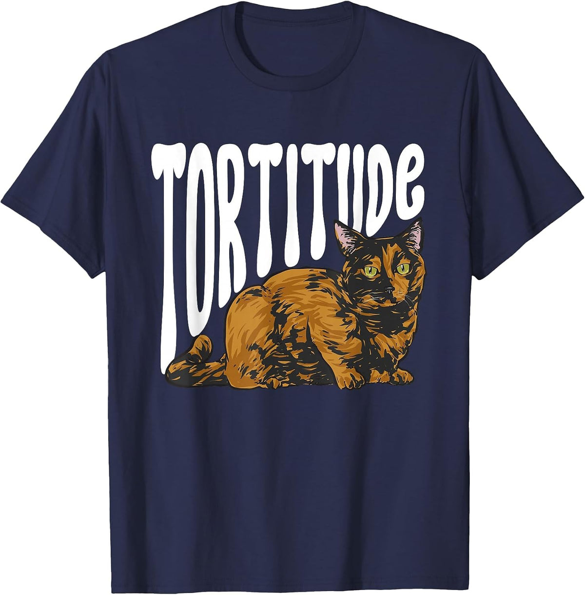 Tortoiseshell Cat Tortitude Tortie Cat T-Shirt - Navy Blue
