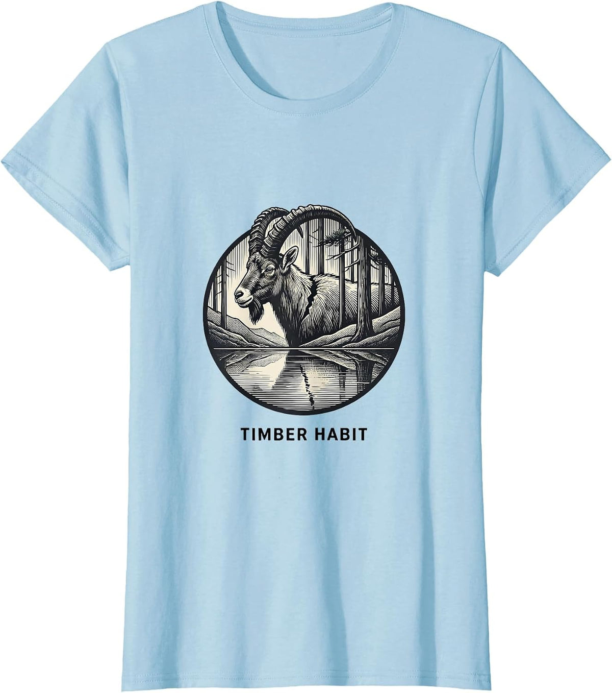 Women's Timber Habit Vintage Forest Wildlife Nature Outdoor T-Shirt - Baby Blue