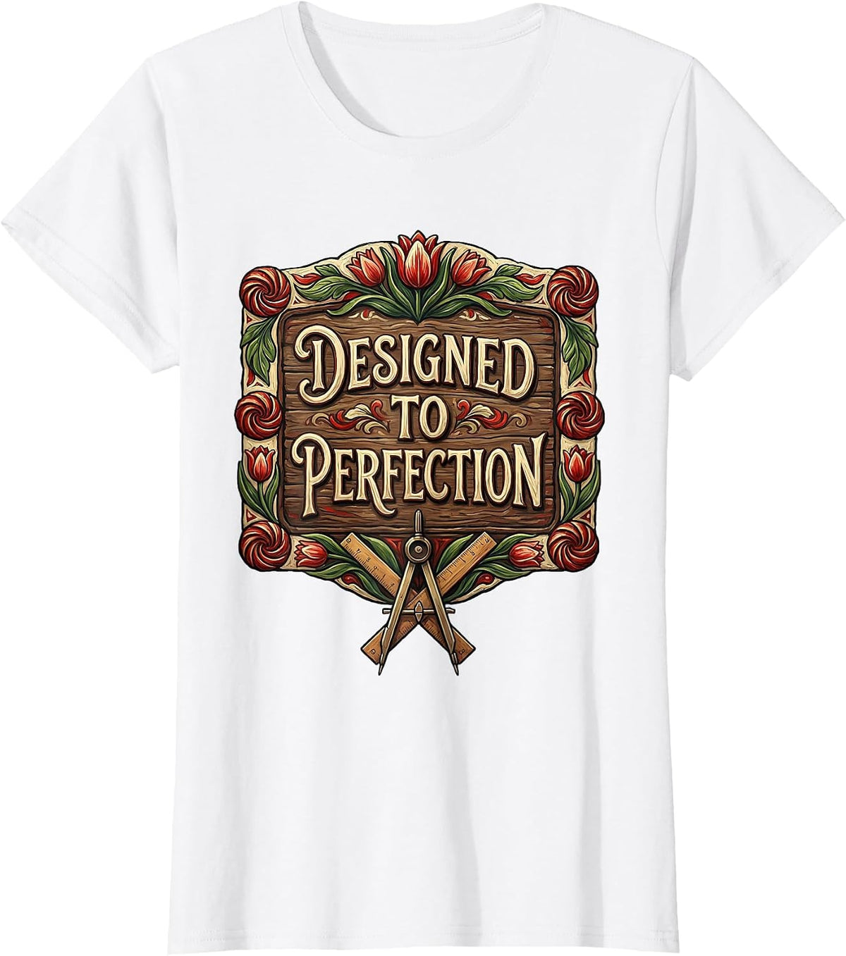Designed to Perfection Bold Statement Graphic T-Shirt - White