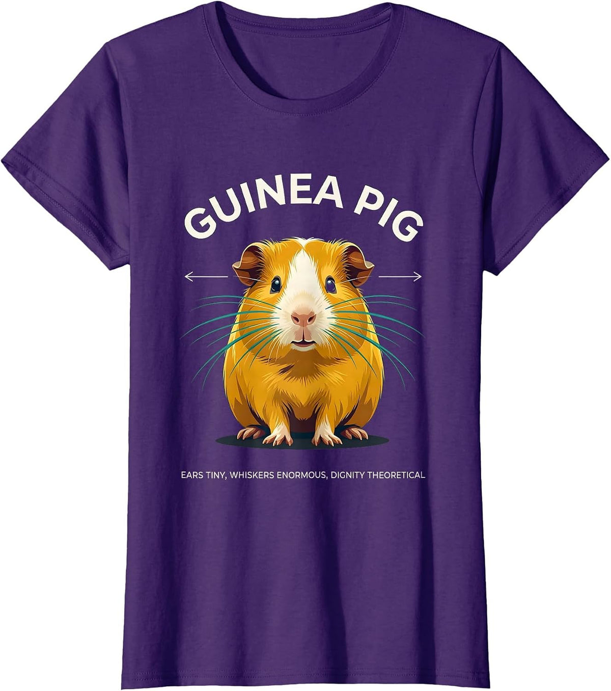 Women's Guinea Pig Ears Tiny Whiskers Enormous Funny Pet Lover T-Shirt - Purple