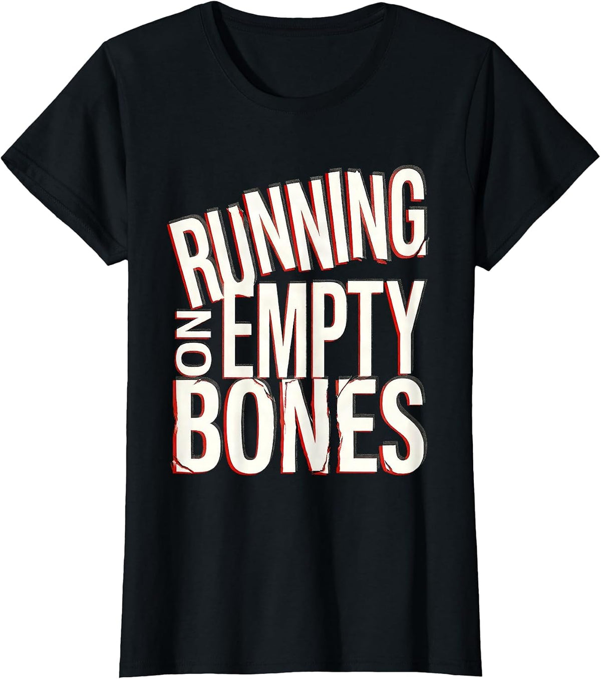 Running on Empty Bones Funny Skeleton Runner T-Shirt - Black