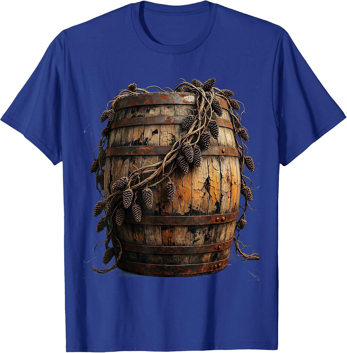 Men's Oktoberfest Hop Vine Barrel Graphic Design T-Shirt - Royal Blue