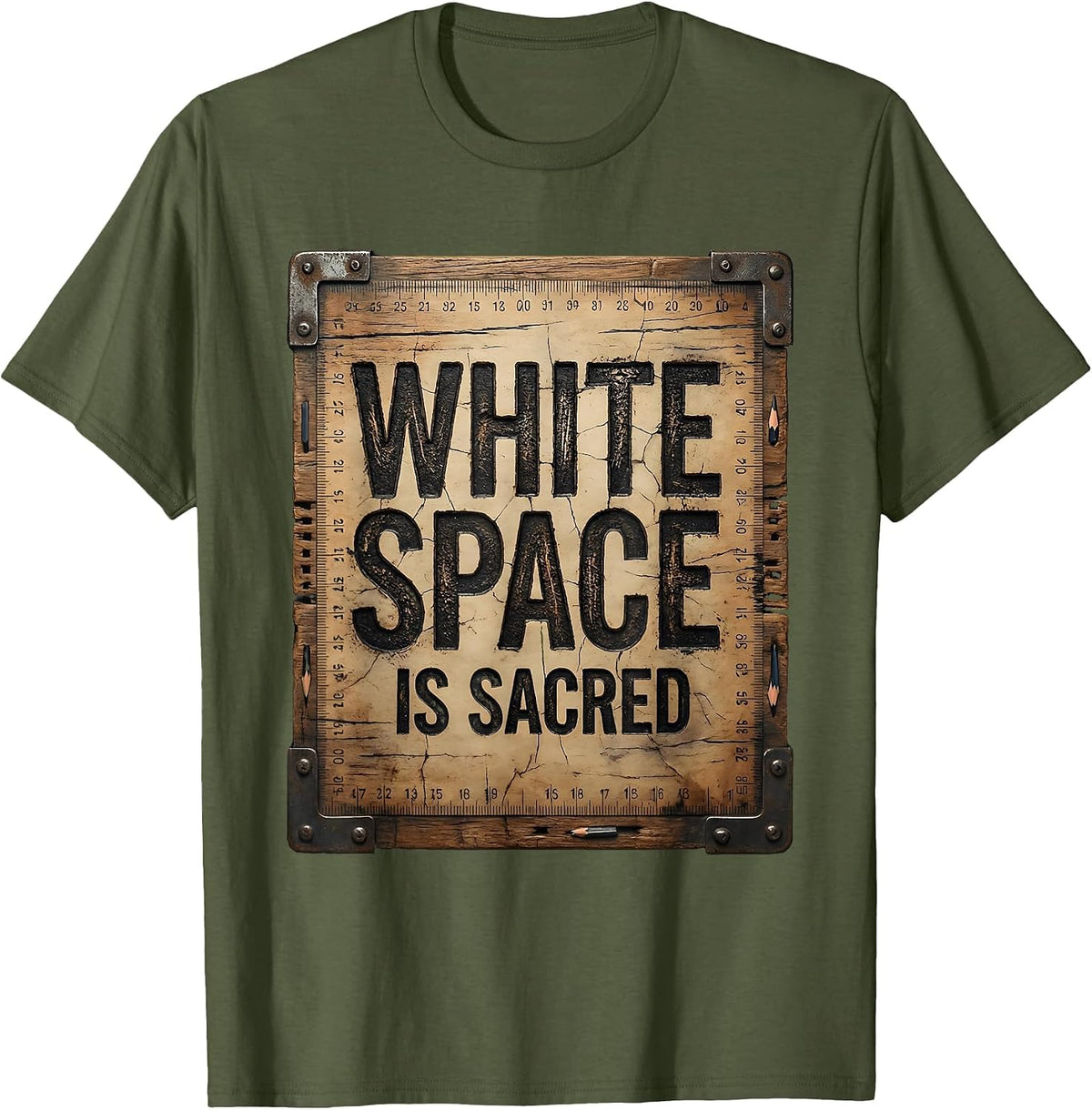 White Space Is Sacred Graphic Design T-Shirt - Olive Green