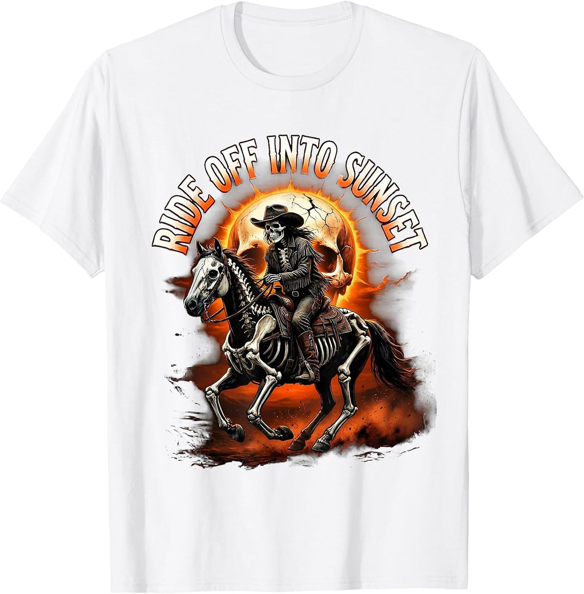 Men's Ride Off Into Sunset White Cowgirl Design T-Shirt - White