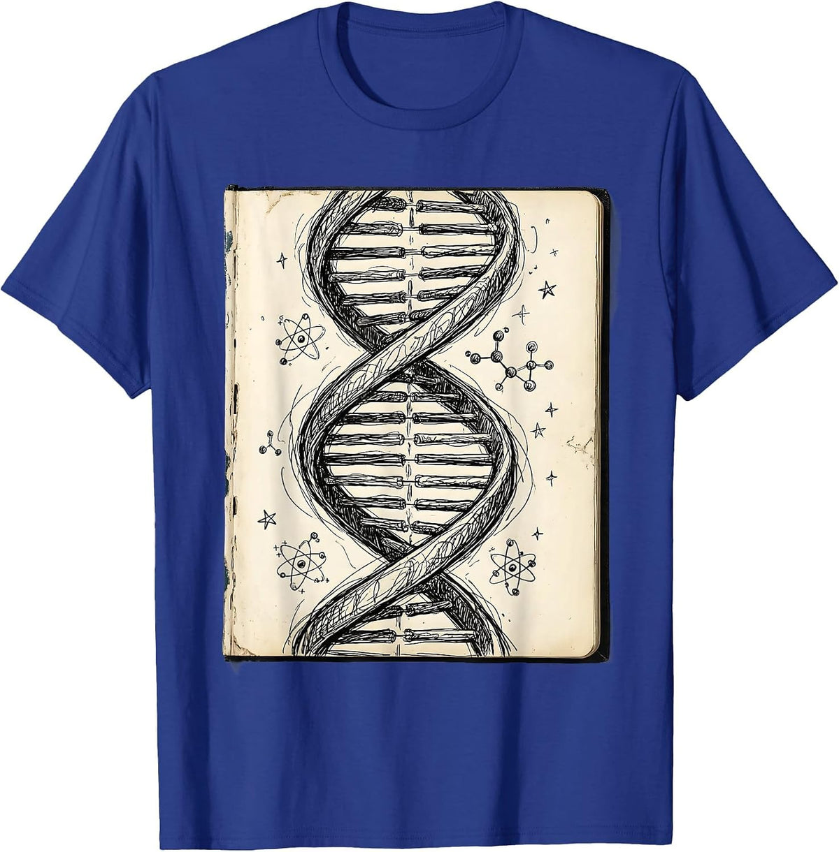 DNA Double Helix Science Teacher Graphic T-Shirt - Royal Blue