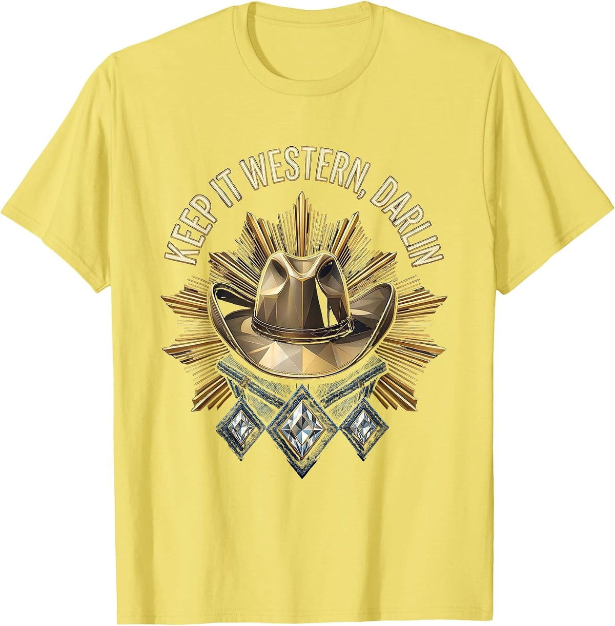 Men's Keep It Western Darlin Denim Cowgirl Design T-Shirt - Lemon Yellow