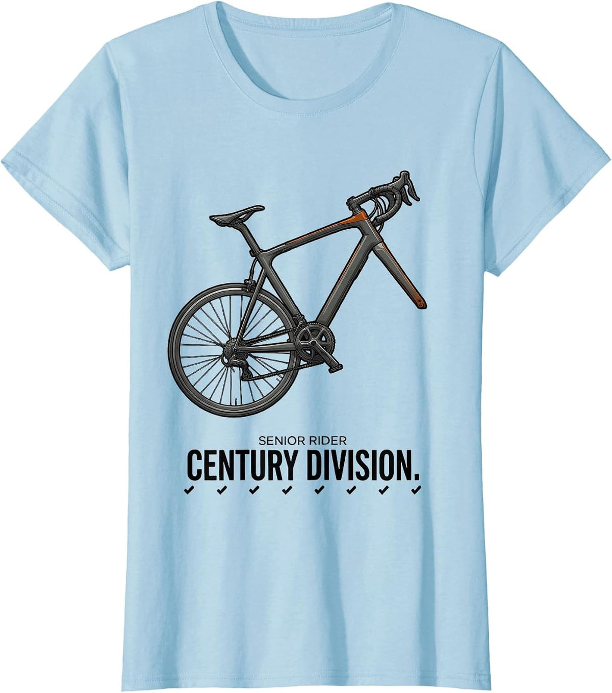 Senior Rider Century Division Funny Old Guy Cycling T-Shirt - Baby Blue