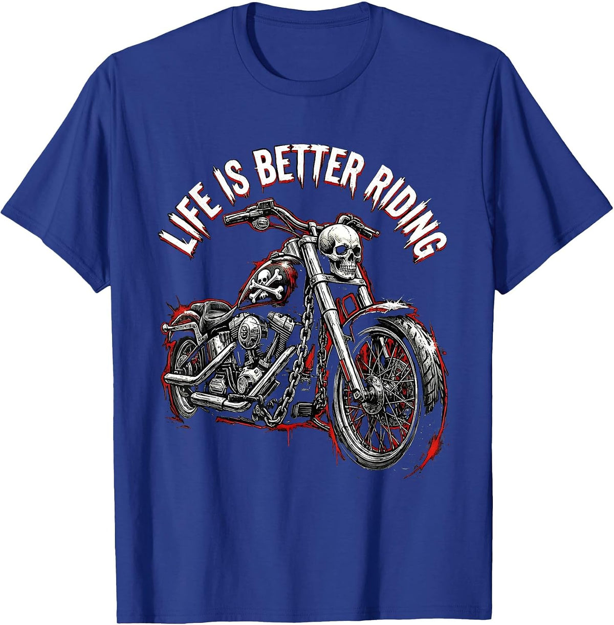 Men's Life Is Better Riding Motorcycle Design T-Shirt - Royal Blue