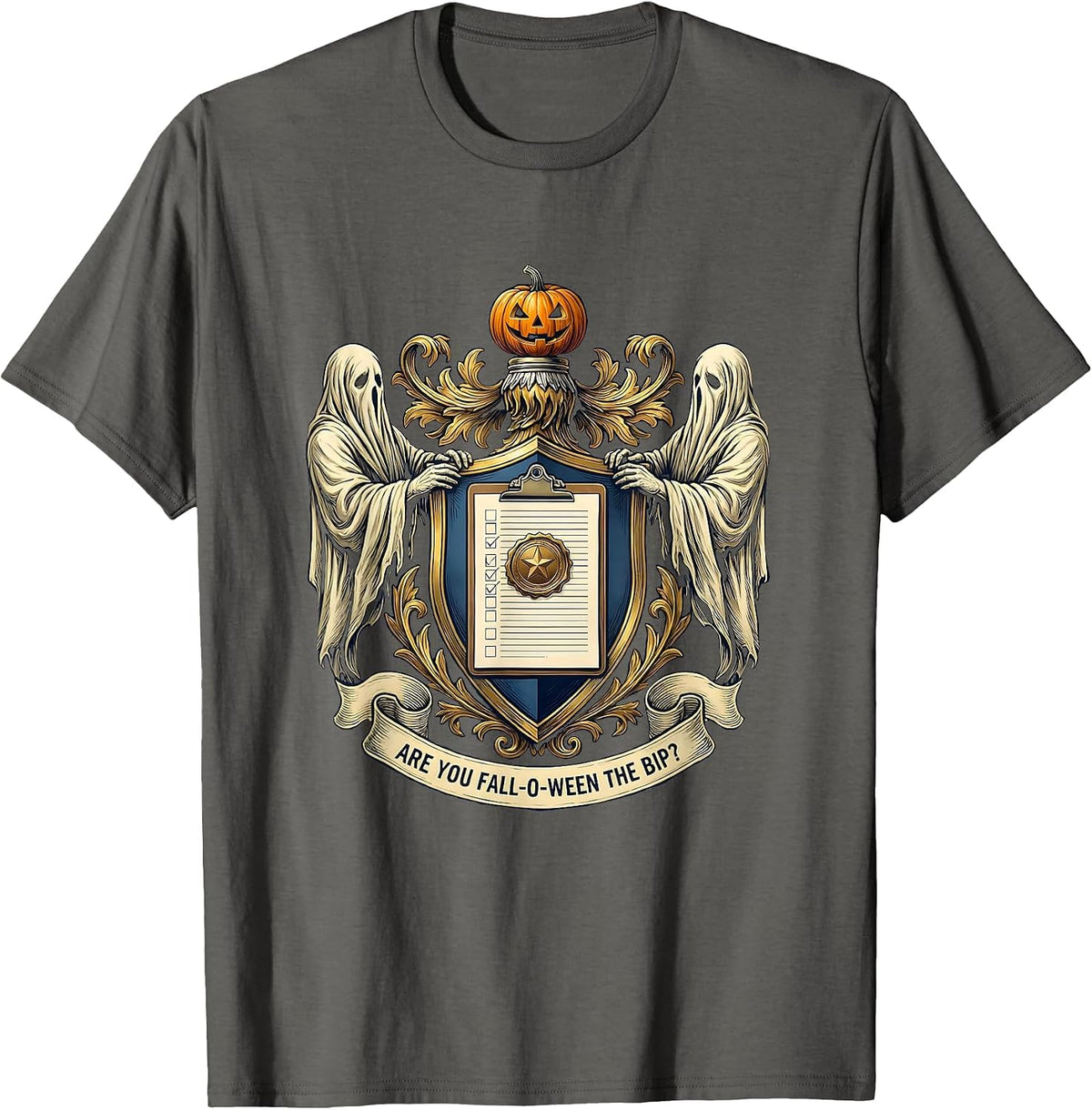 Are You Fall-O-Ween The BIP Teacher Ghost Halloween T-Shirt - Asphalt Grey