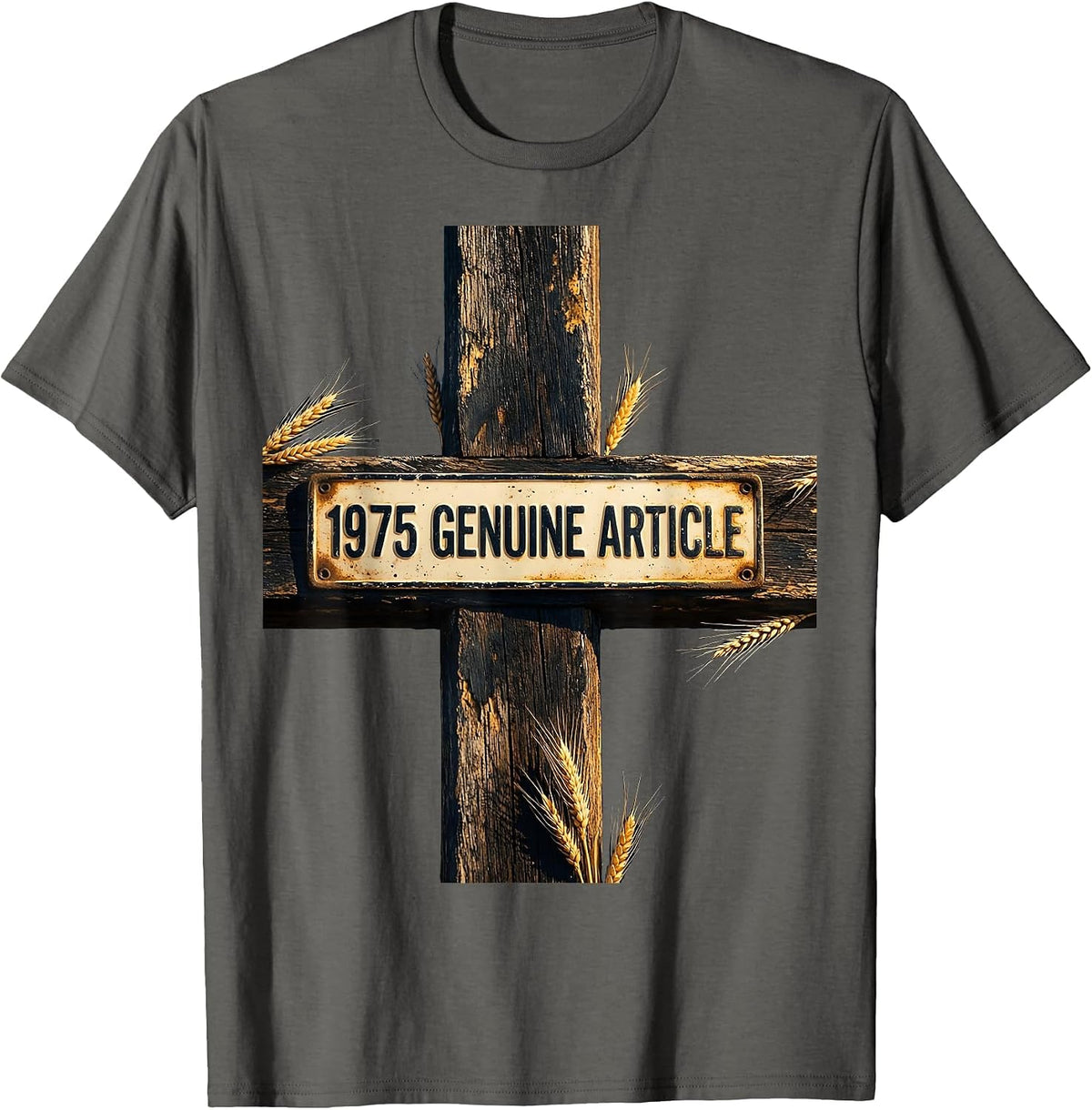 Vintage 1975 Genuine Article Birthday Design T-Shirt - Asphalt Grey