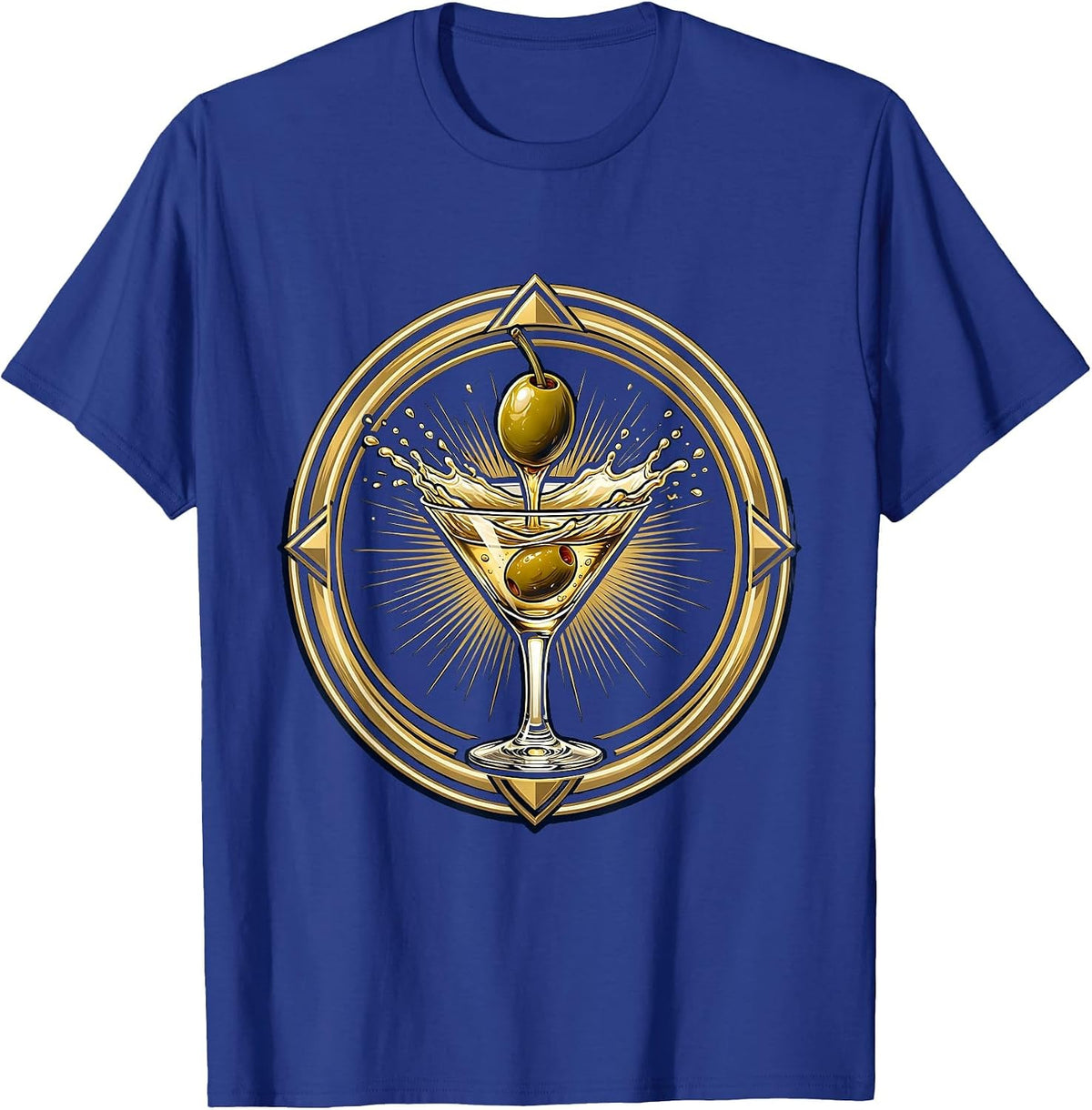 Giant Olive Martini Splash Graphic T-Shirt - Royal Blue