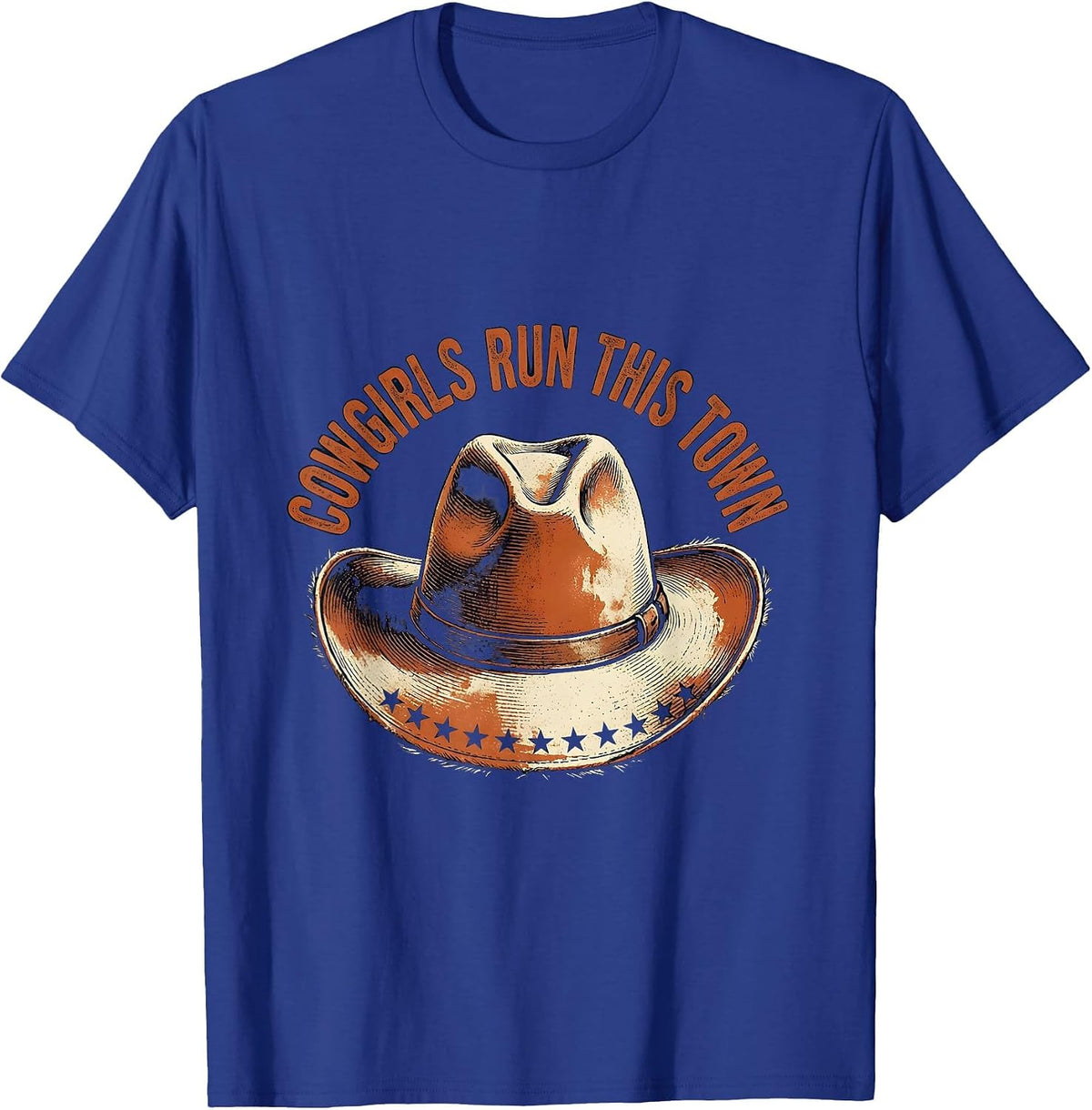 Men's Cowgirls Run This Town Western Design T-Shirt - Royal Blue