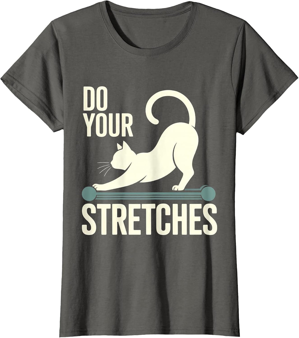 Physical Therapy Cat Stretching PT Therapist T-Shirt - Asphalt Grey