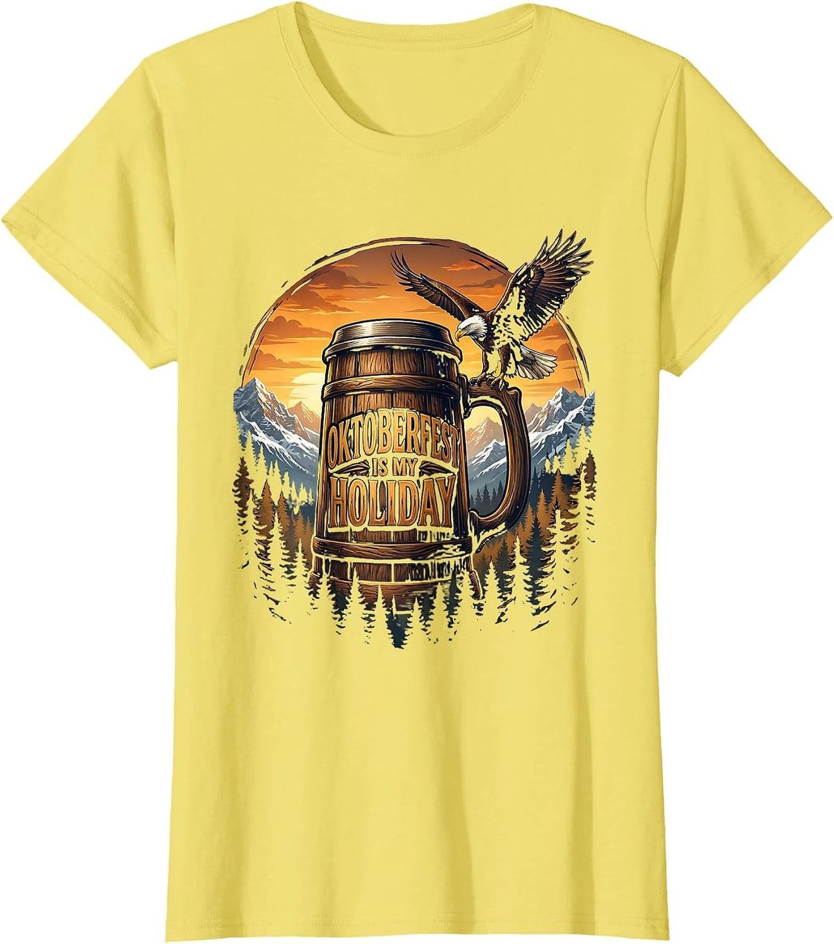 Oktoberfest Is My Holiday Festive Beer Design T-Shirt - Lemon Yellow