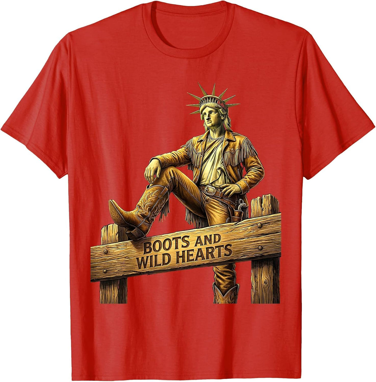 Men's Boots and Wild Hearts Cowgirl Design T-Shirt - Red